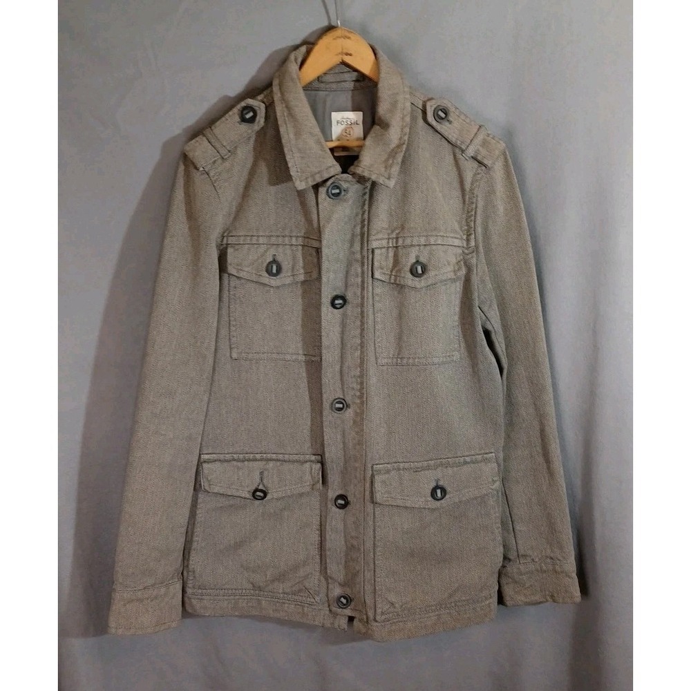 Vintage Fossil 54 Jacket Mens Medium Utility Twill Denim Military Field Gorpcore